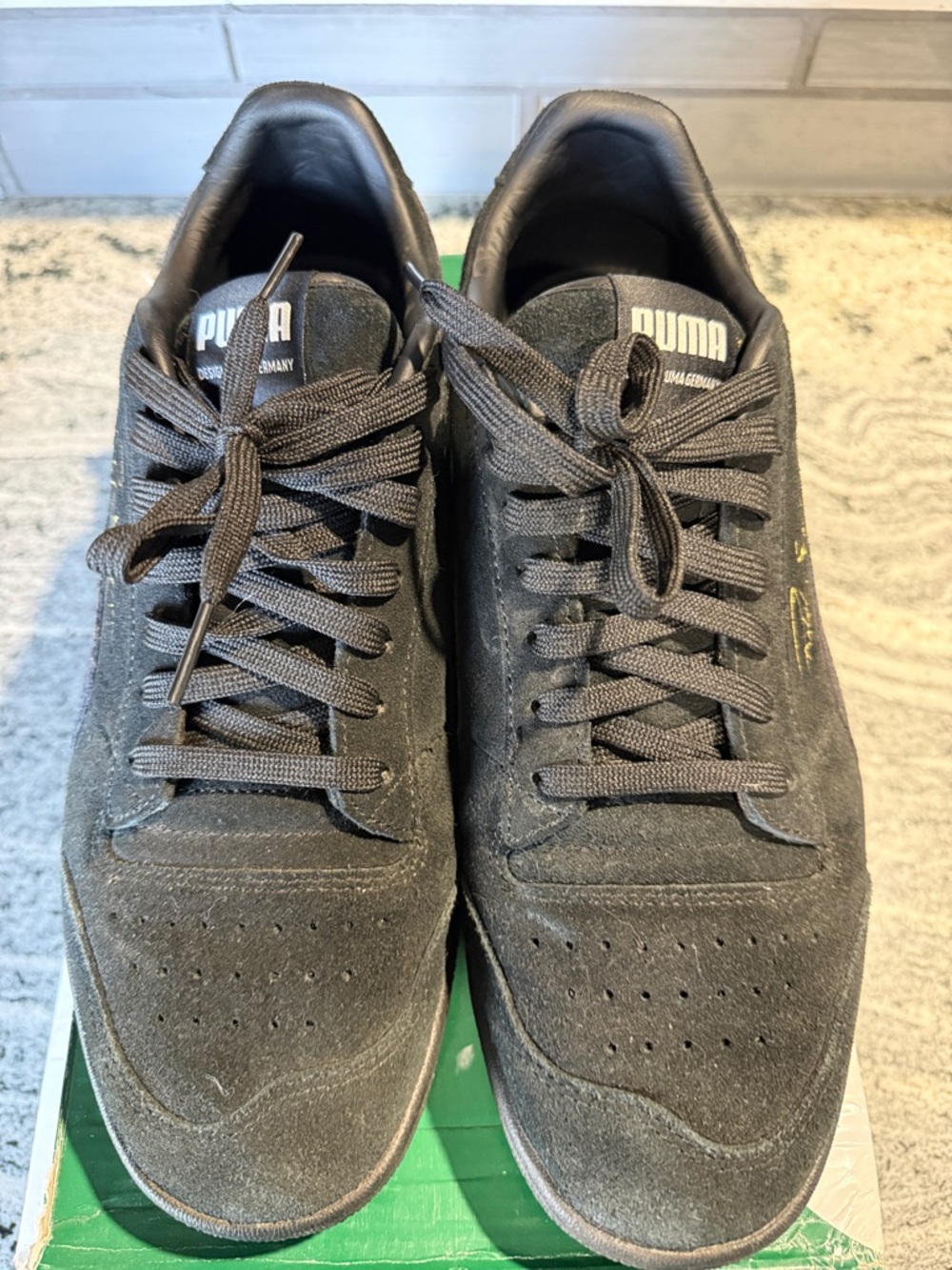 Puma Ralph Sampson all Reptile Men's Black Suede Low-Top Sneakers